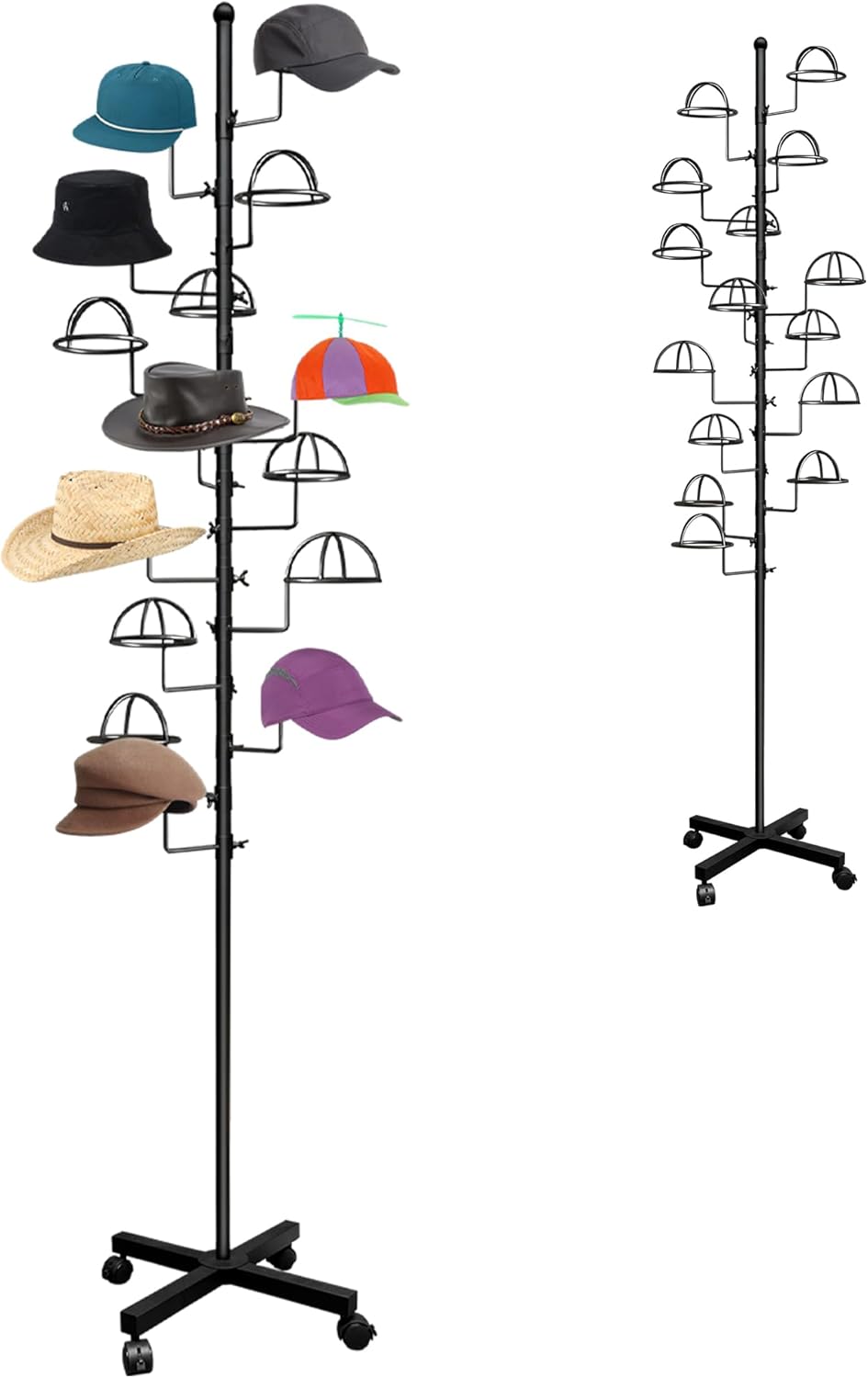 Soporte sombrero 15 ganchos circulares metal tienda