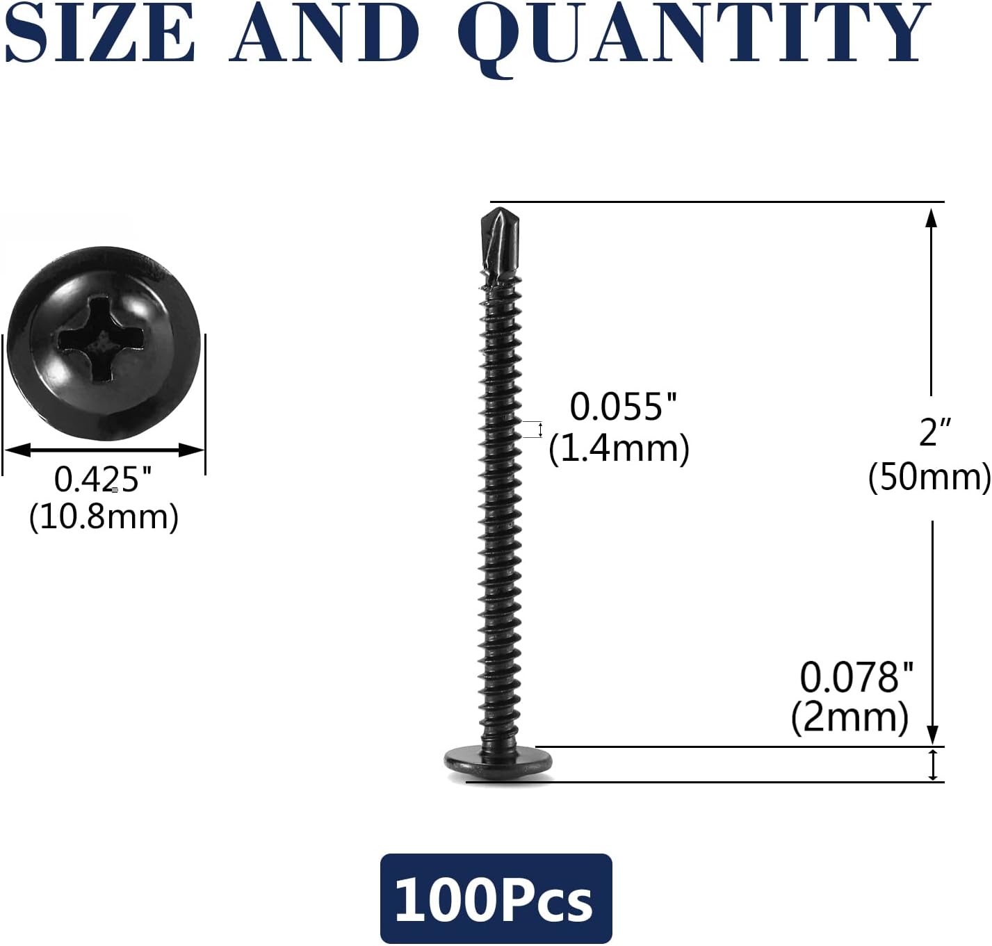 100 Pzas tornillos acero inox 410s autorroscantes