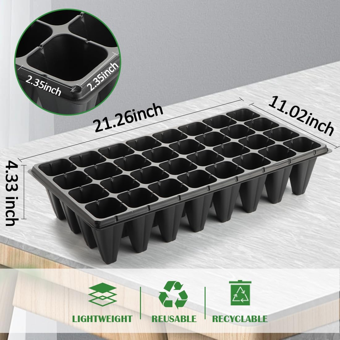 10 Bandejas Semillas 32 Celdas Plástico 4.33x20x10