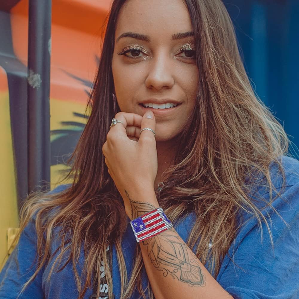 Pulseras elásticas bandera USA rojo blanco azul 4 de Julio