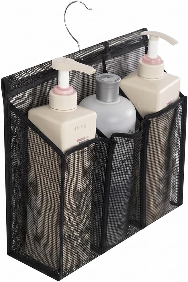 Organiz. ducha malla colgante baño negro