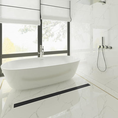 Drenaje ducha 60" negro mate con rejilla acero inox