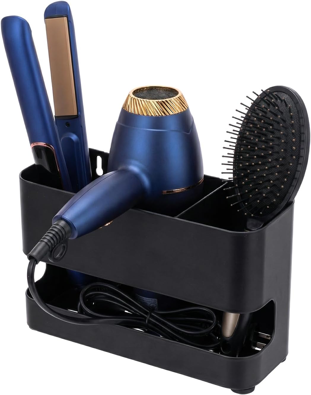 Soporte herramientas cabello negro metal pared