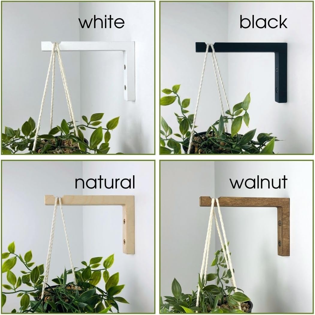 Set 2 ganchos pared 6pulg madera L soporte