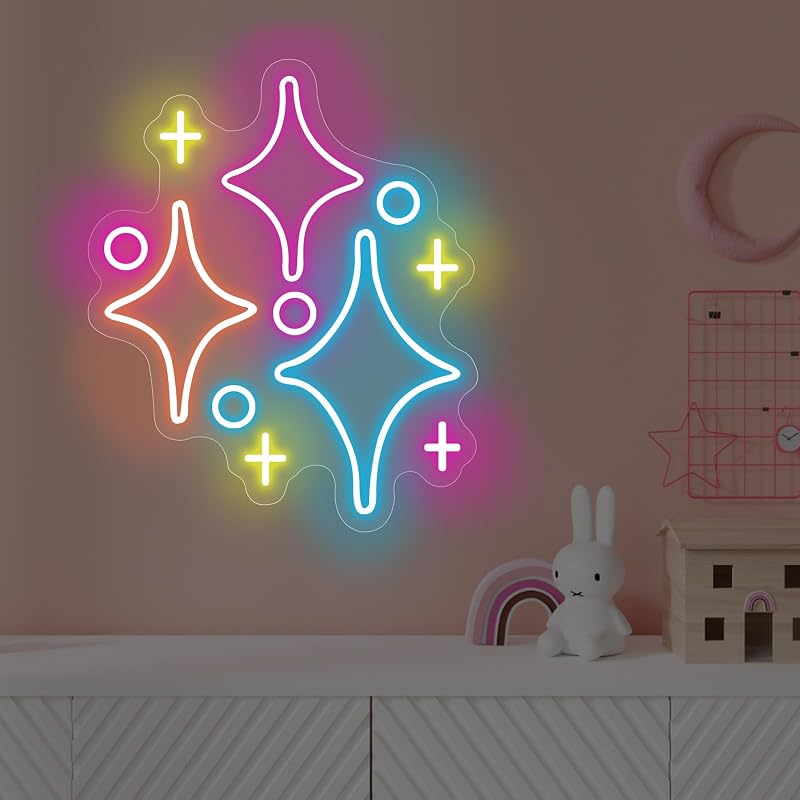 Letrero neón Sparkle Stars para dormitorio niños y sala set