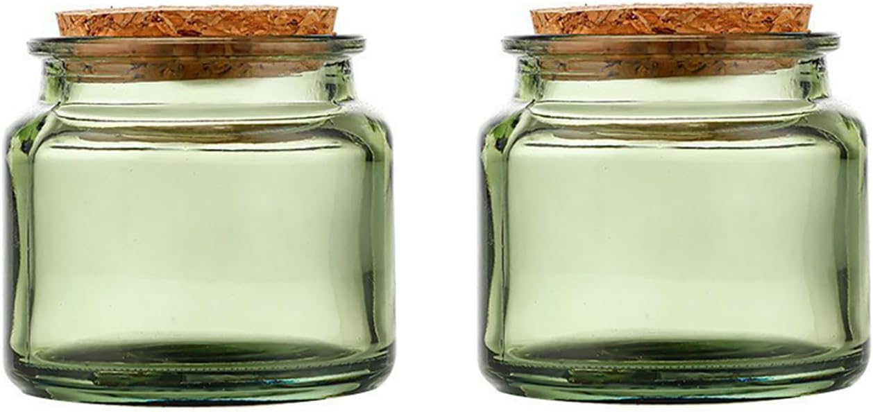 2 Tarros Vidrio 3.4oz Tapa Corcho Almacenamiento Cocina