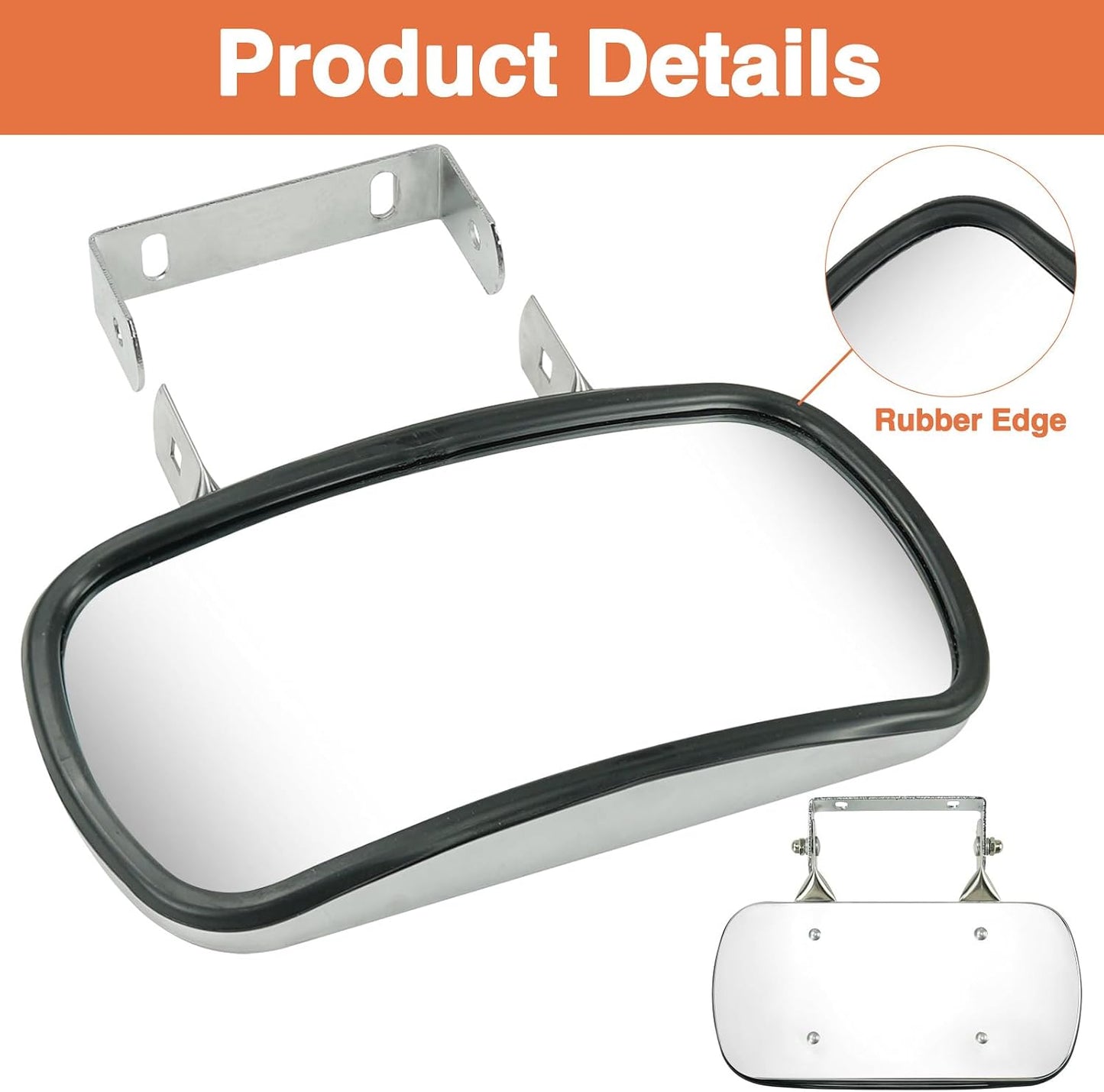 Espejo retrovisor acero inox 8x4pulg soporte tractores