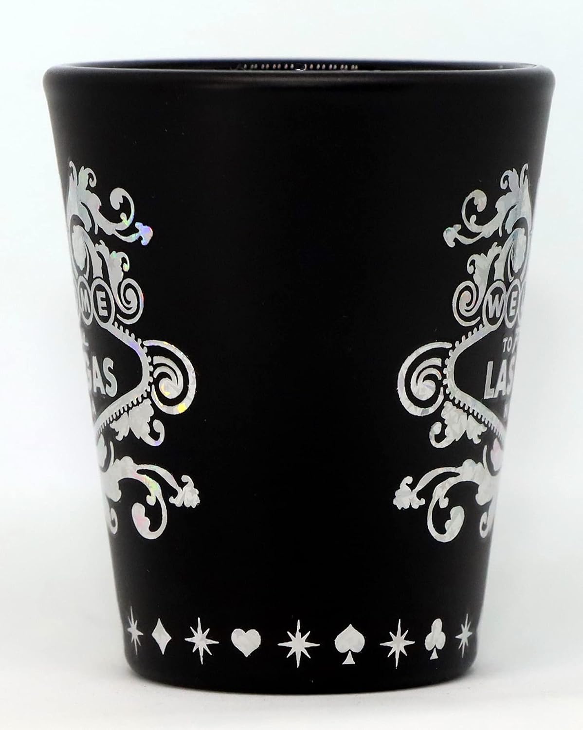 Vaso shot negro con folio plateado Las Vegas