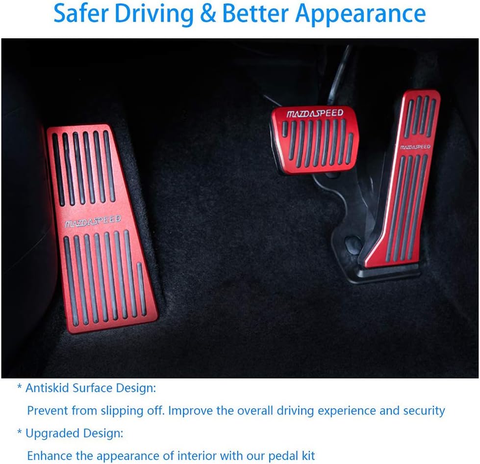Set 3 Almohadillas Antiderrap Pedal Freno Mazda Rojo