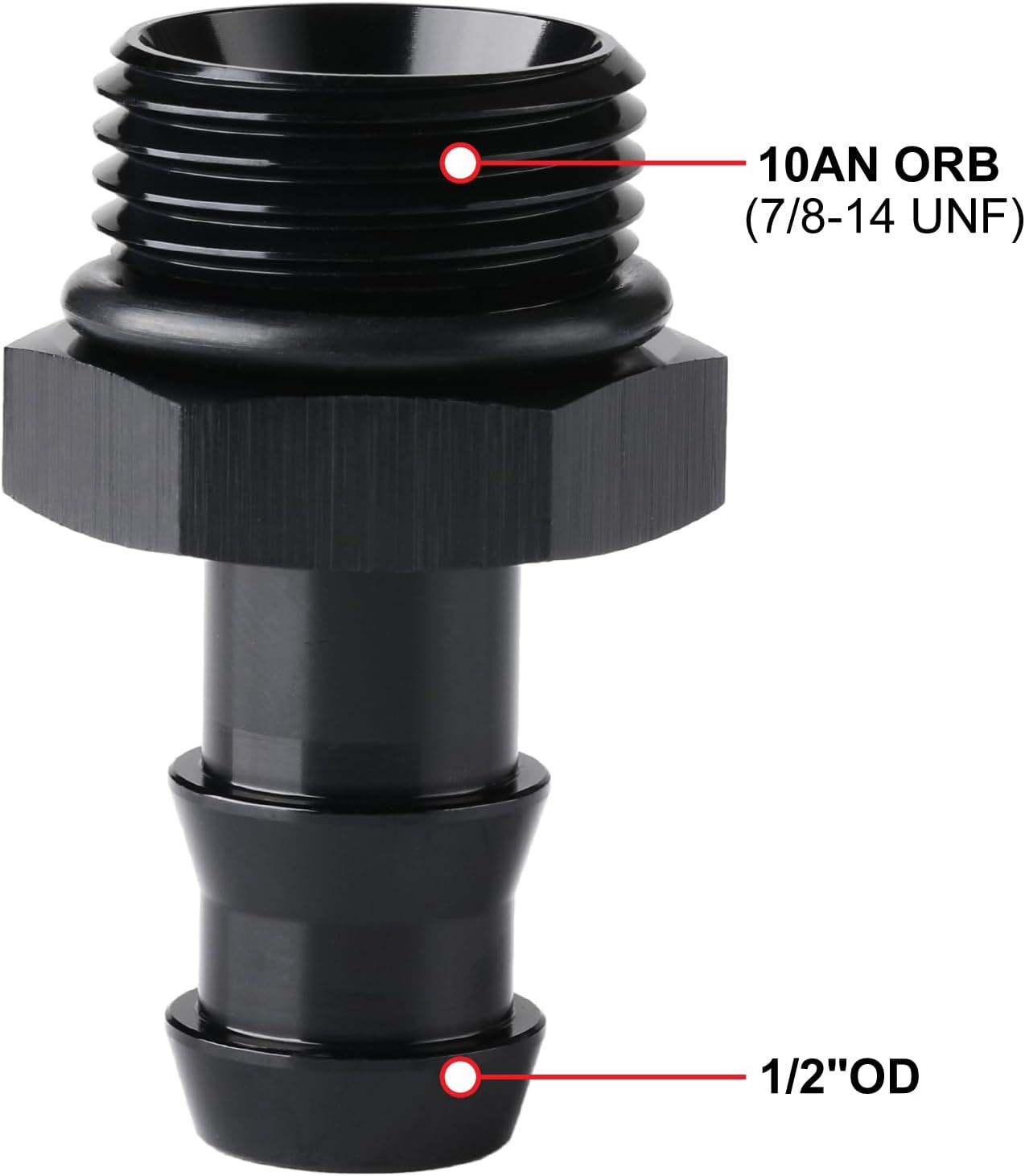 Adaptador manguera 1/2 macho aluminio negro 2 Pzas