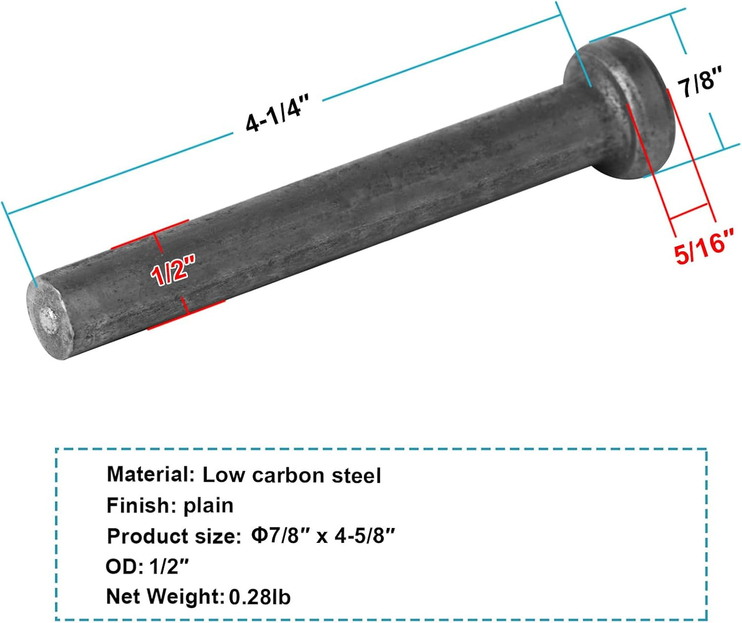 Pack 12 pernos soldadura hormigón 1/2x4-5/8 acero bajo carbono