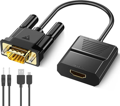 Adaptador VGA a HDMI 1080P con audio USB 1.5pies