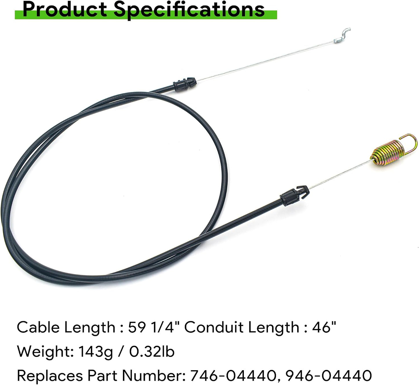 Cable acelerador Troy-Bilt reemplaza 746-04440