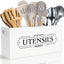 Soporte utensilios cocina encimera organizador rústico madera