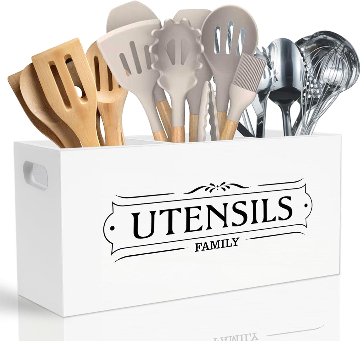 Soporte utensilios cocina encimera organizador rústico madera
