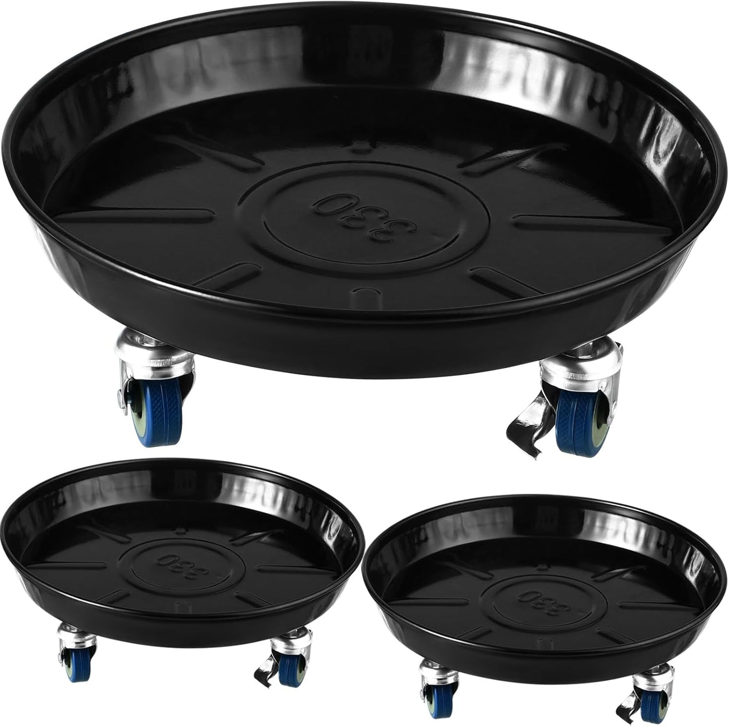 3 Pack Soporte Plantas Ruedas 13pulg Negro