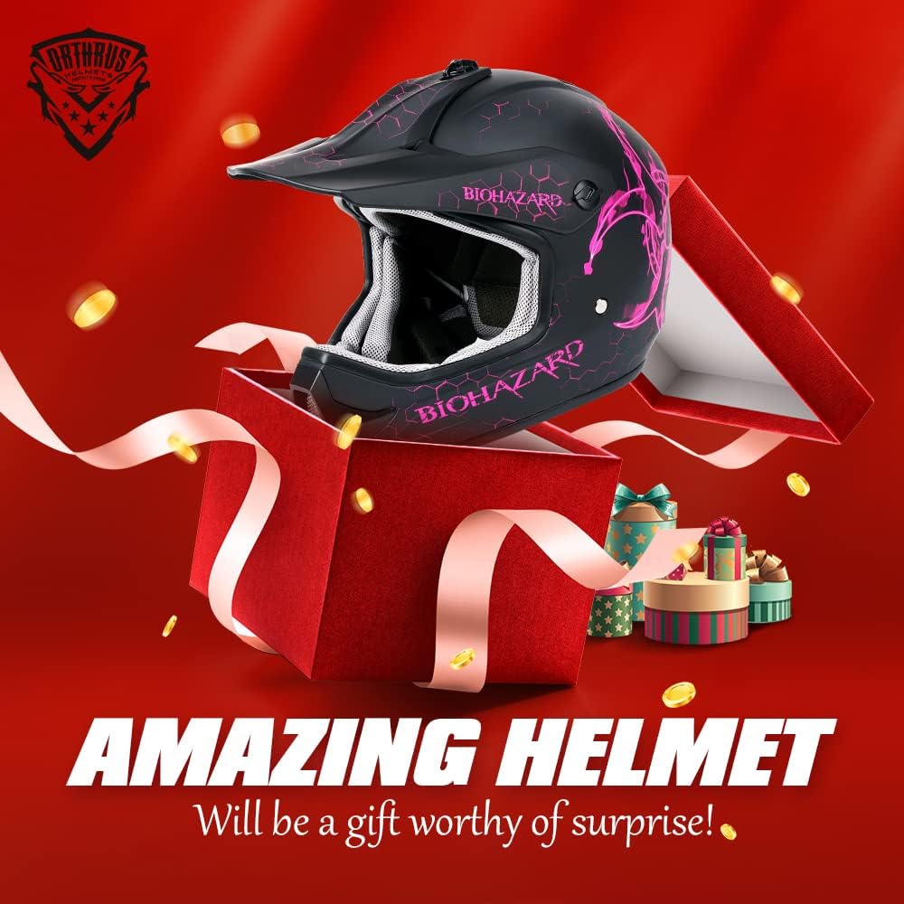 Casco motocross niño color rosa aprobado DOT