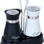 Set 2 Saleros Pimenteros Acero Inox Vidrio Soporte Negro Blanco