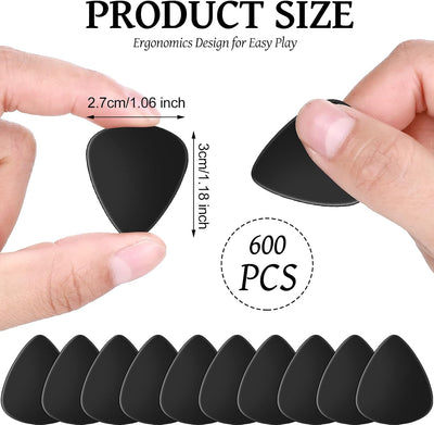 600 Púas Celuloide para Guitarra Eléctrica y Acústica Negro