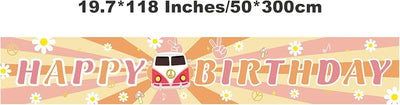 Cartel feliz cumpleaños niña 118x19.7pulg decoración retro