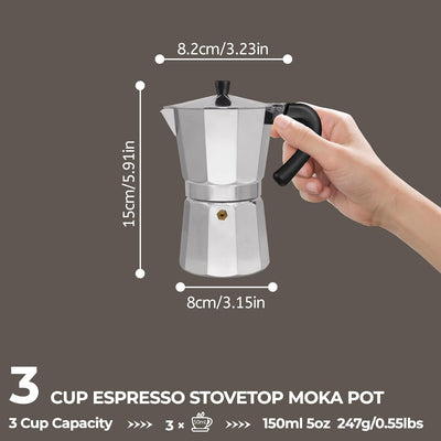 Cafetera Moka Express 3 Tazas 5oz Aluminio para Estufa