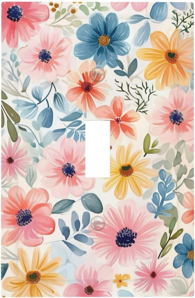 Placa interruptor 1 gang diseño floral para baño y hogar