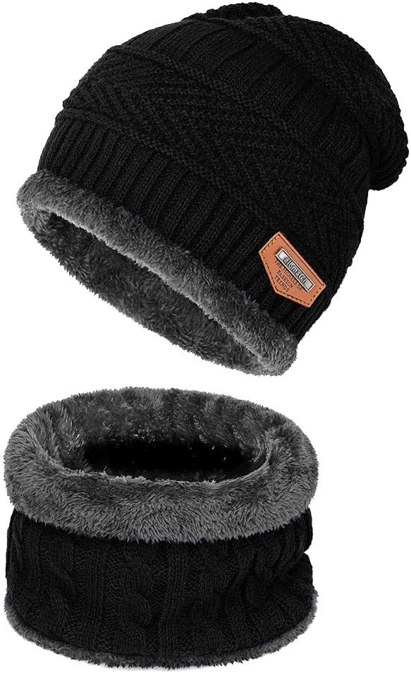 Conjunto Gorro Bufanda Invierno Cálido Punto Skull Cap
