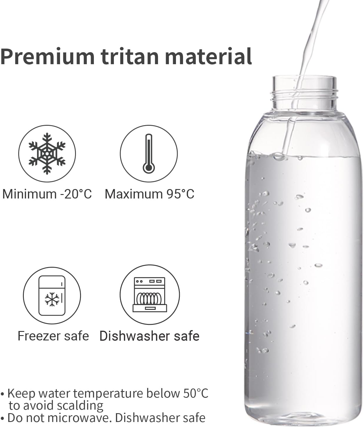 Botella agua niños 15oz transparente reutiliz.