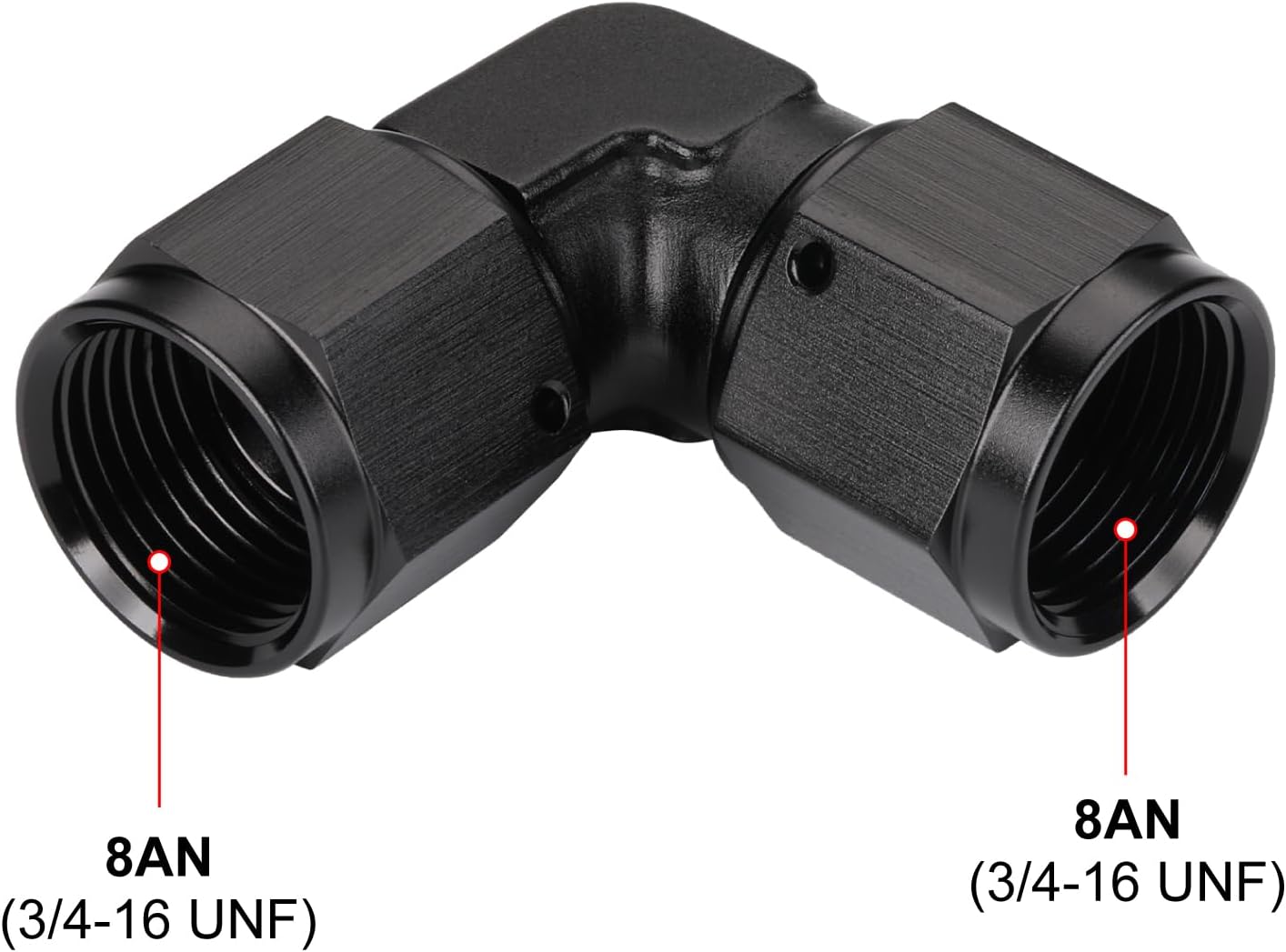 Acoplador giratorio 90 grados 8AN hembra aluminio negro