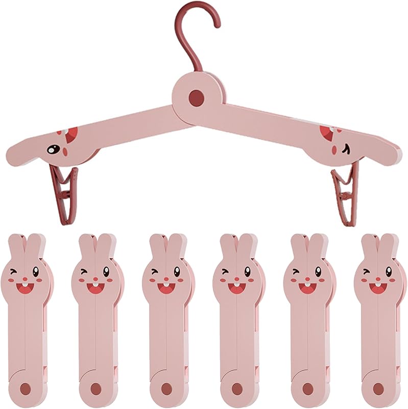 6 Perchas Viaje Plegables Rosa Estante Secado