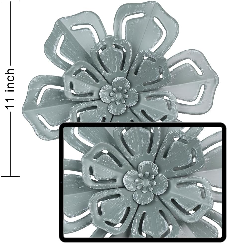 Decoración pared flores metal 11" para interiores