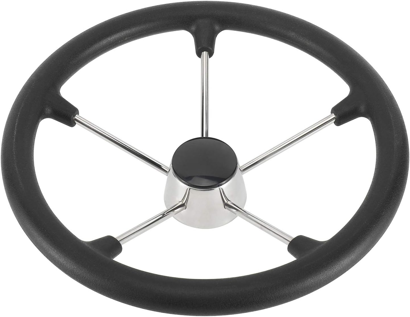 Volante acero inox 15-1/2 pulg 5 radios espuma negra