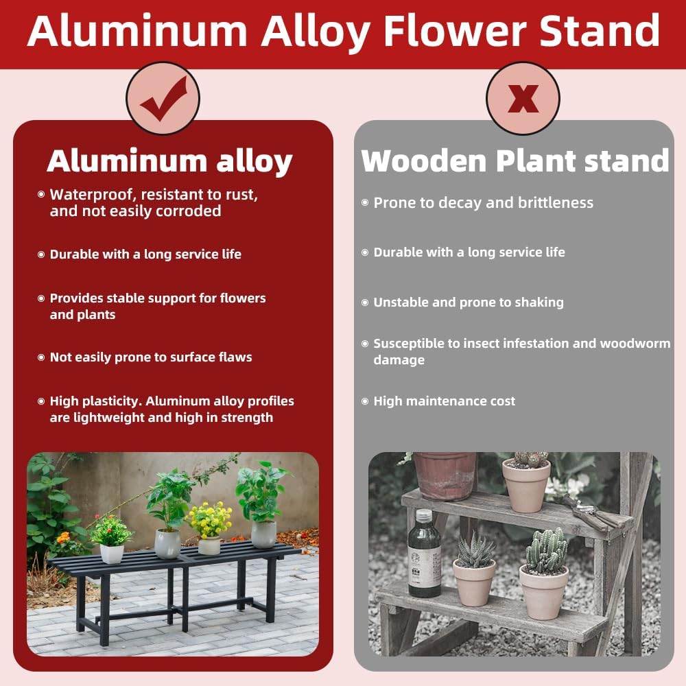 Soporte aluminio para plantas 300lbs L47.2xW11.4xH13.8