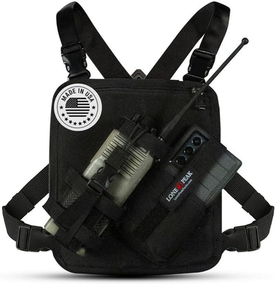 Arnés radio con bolsillo teléfono 9.5x8pulg negro