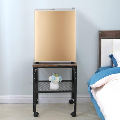 Mesa auxiliar rústica 2 niveles estante ajustable 19.7x19.7x24pulg