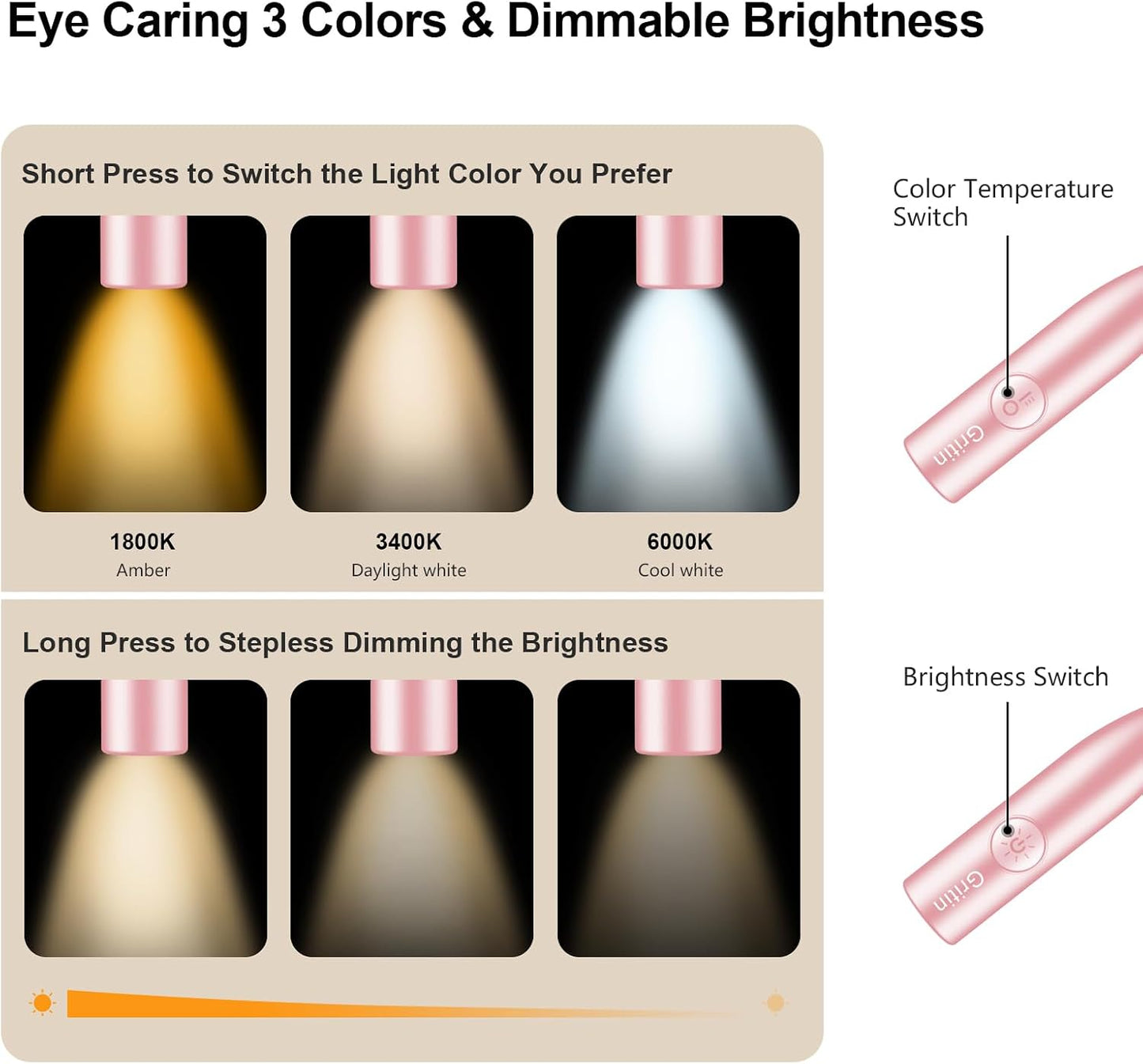 Luz lectura cuello LED 3 colores ajustable brazos flexibles