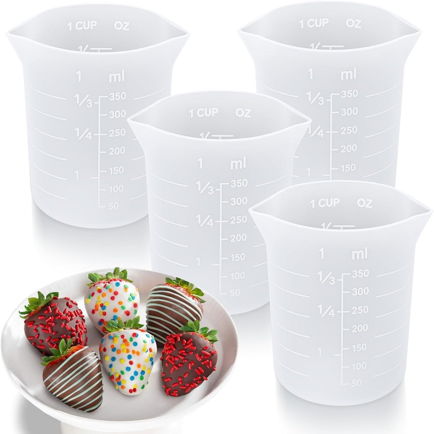 Tazas silicón para derretir chocolate 350ml 4 pzas