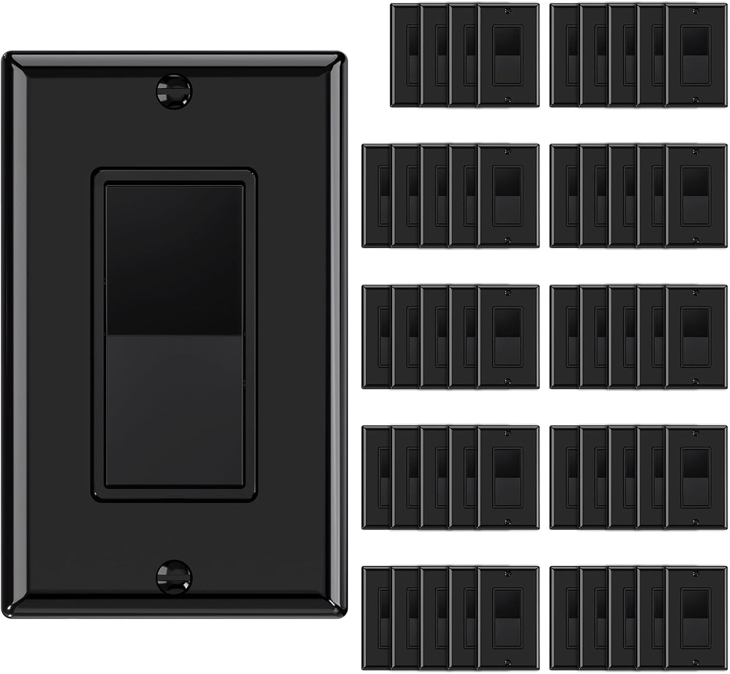 Interruptor luz basculante 15A UL negro brillante