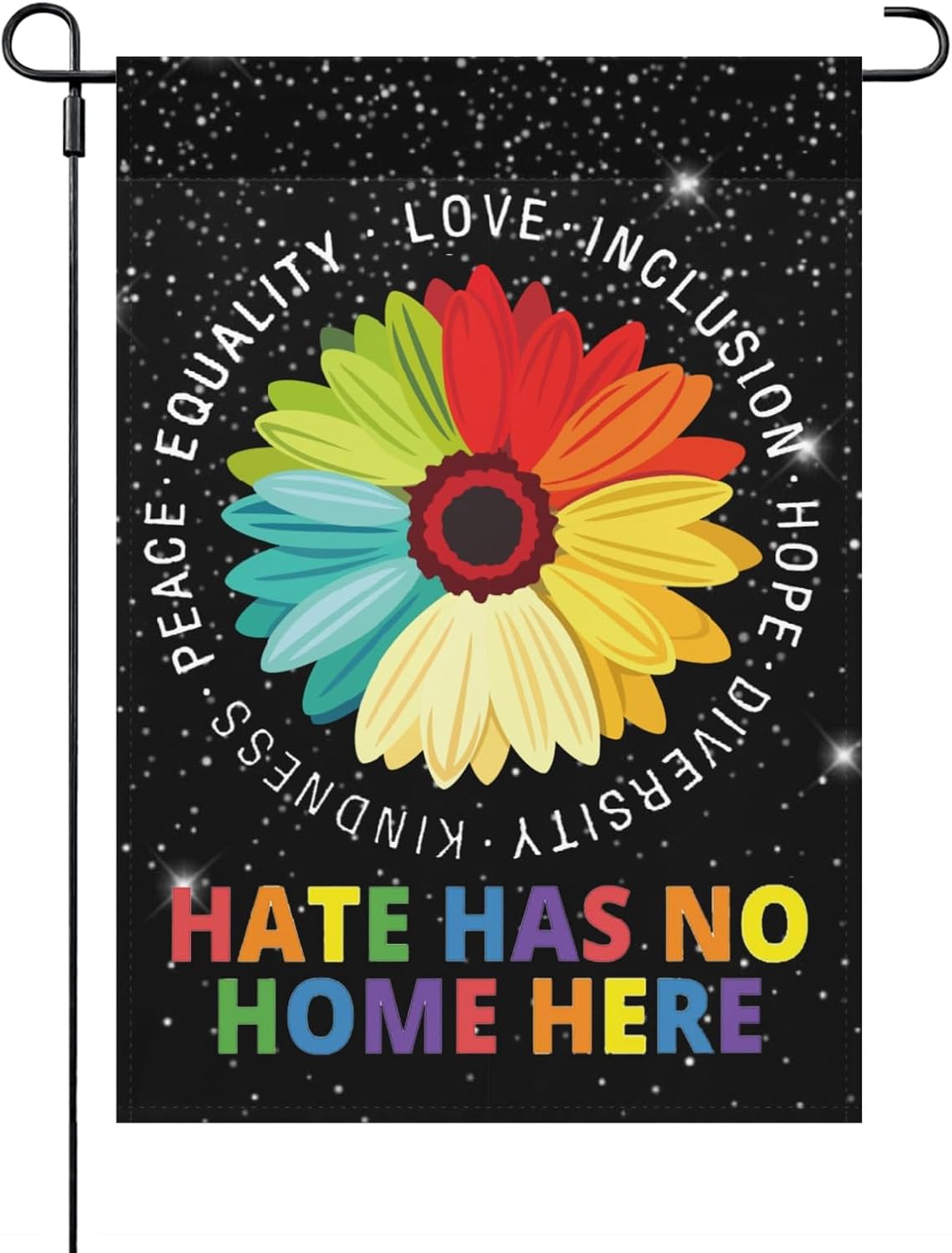 Bandera jardín Hate Has No Home Here doble cara