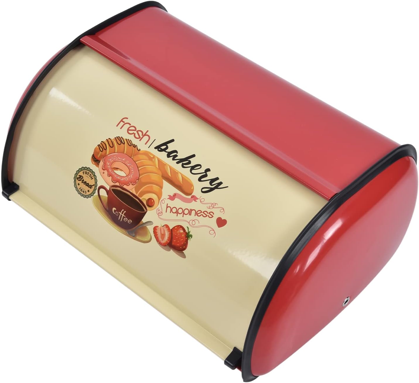 Caja pan metal encimera cocina con tapa enrollable rojo