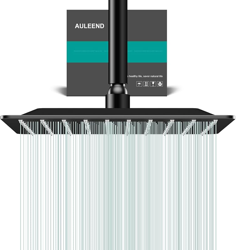 Cabezal ducha lluvia acero inox alto flujo negro mate