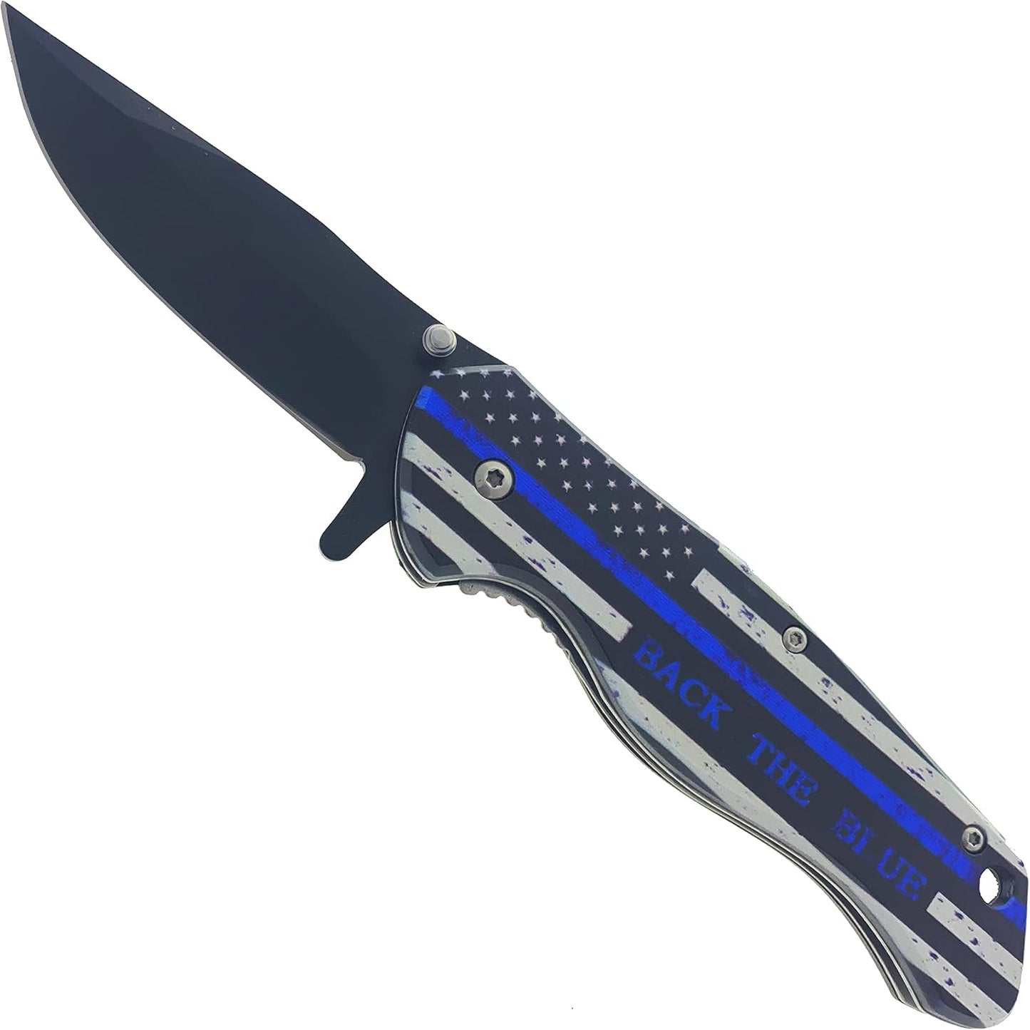 Cuchillo plegable EDC acero inox 440 8" azul
