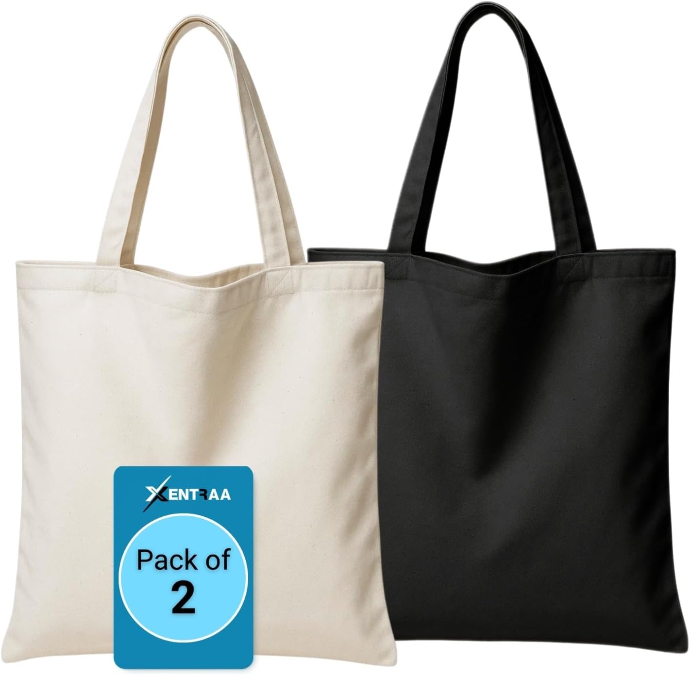Bolsas lona 100% algodón reutilizables 2 pzas natural y