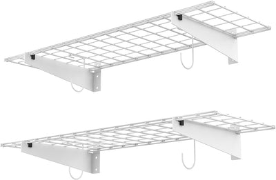 2 Estantes Pared Garaje 45x15pulg Soporta 220lb Blanco