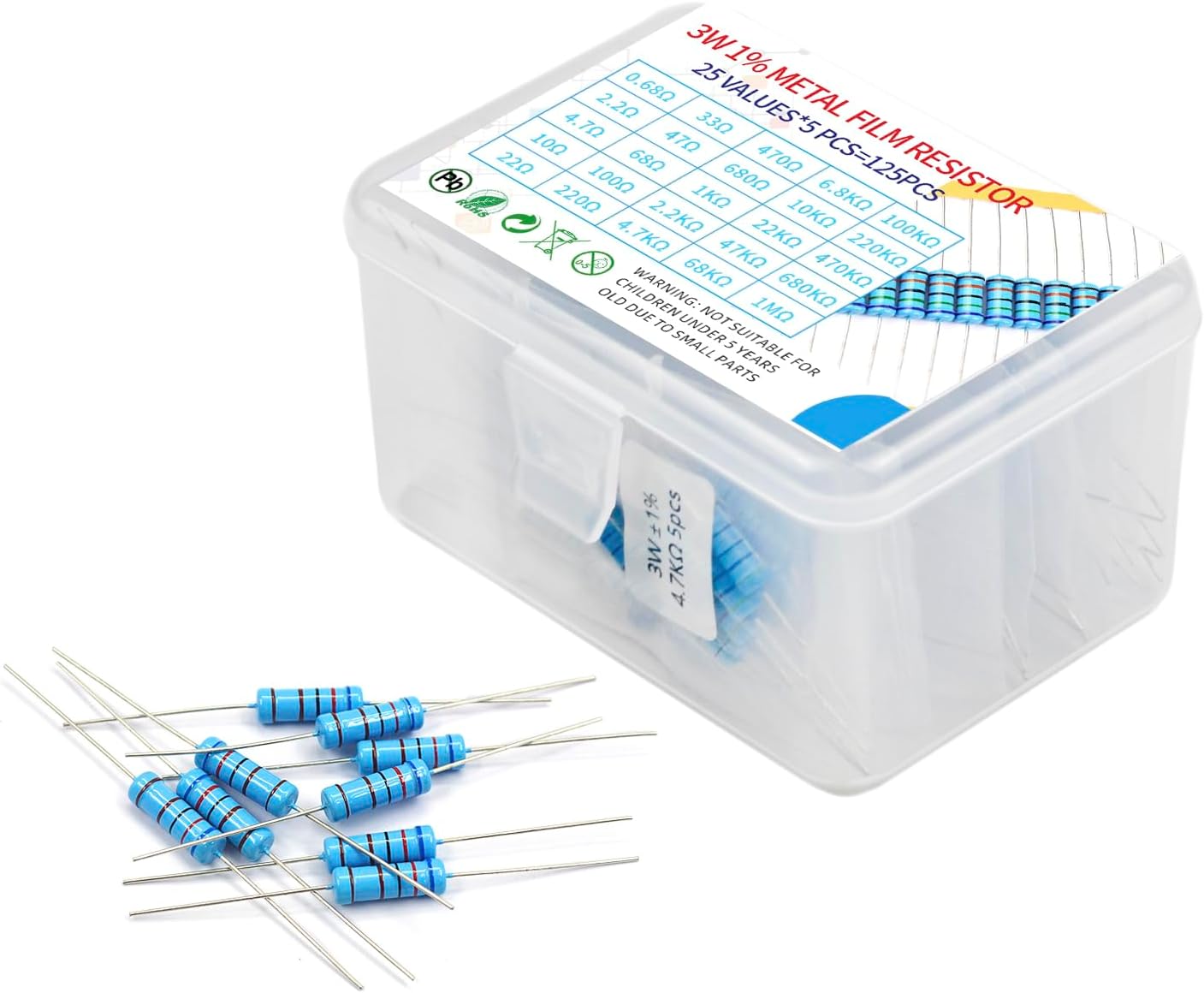 Kit resistencias 125pcs 0.68r-1mr 0.01 ohm ±1%