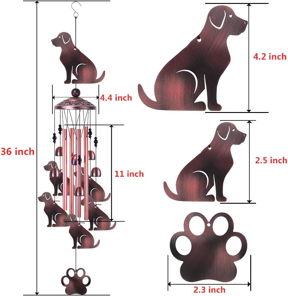 Campanas viento para perros 36" metal decoración