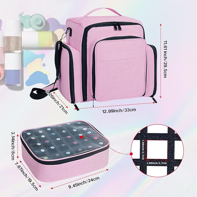 Organiz. esmalte uñas 60 botellas lámpara rosa portátil
