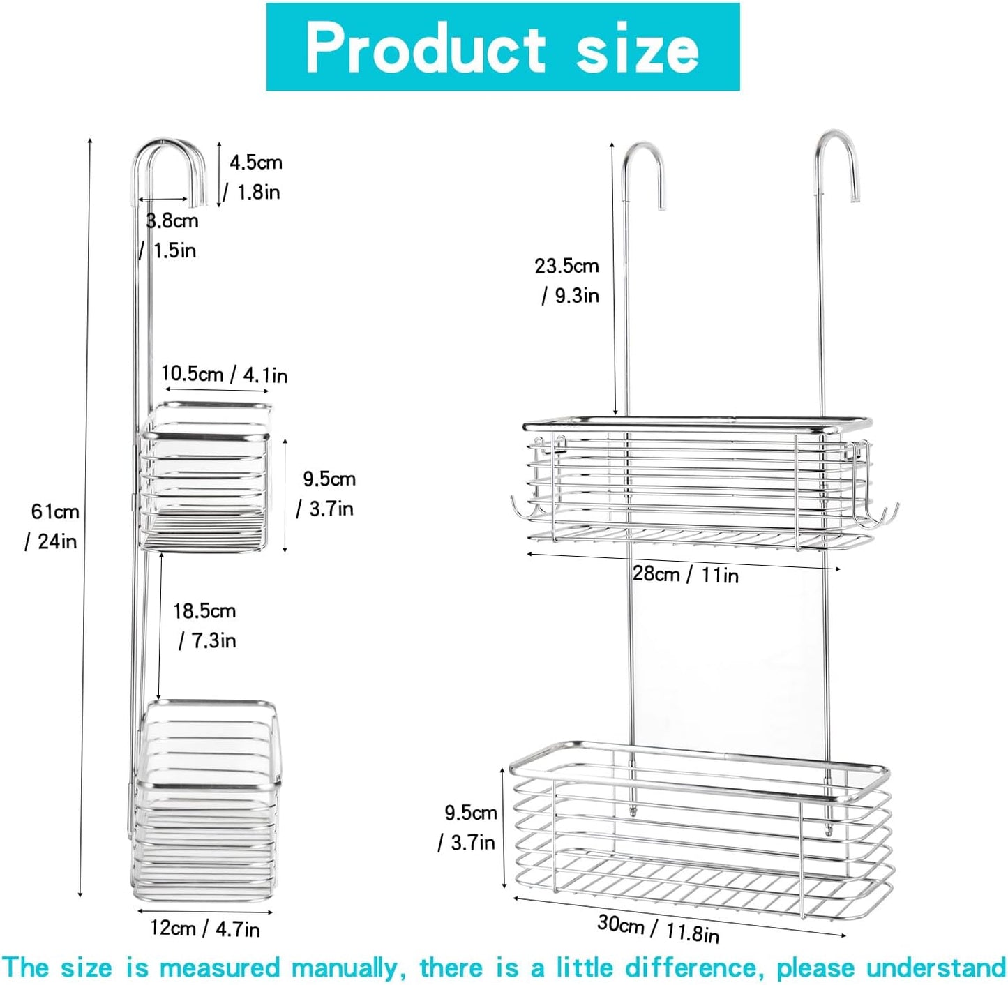 Organiz. ducha acero inox doble capa colgante