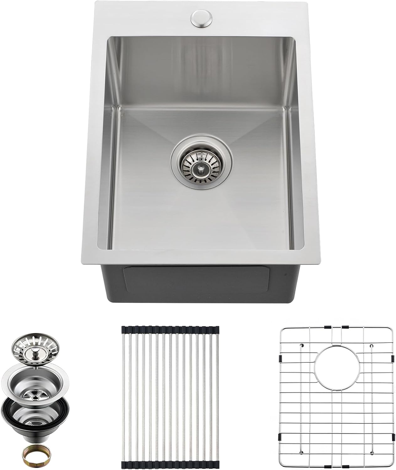 Fregadero cocina 15x20pulg acero inox T-304 autocaravana