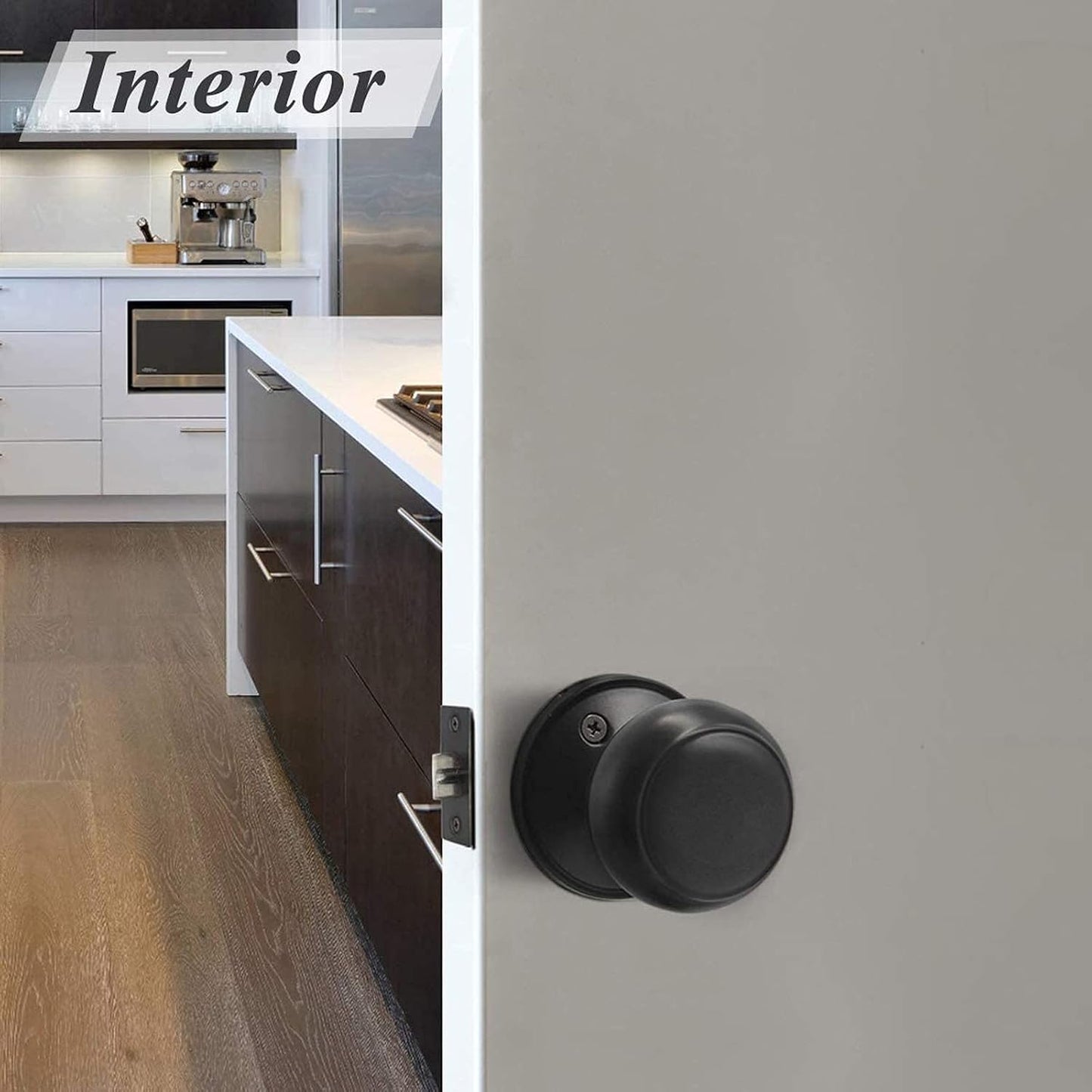 Pomo puerta interior negro pack 6 perilla bola